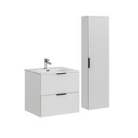 BADMÖBEL 60.2cm Adriel 2er-Set Weiß - Weiß, Holzwerkstoff (60.2/57/46cm) - Petits-meubles