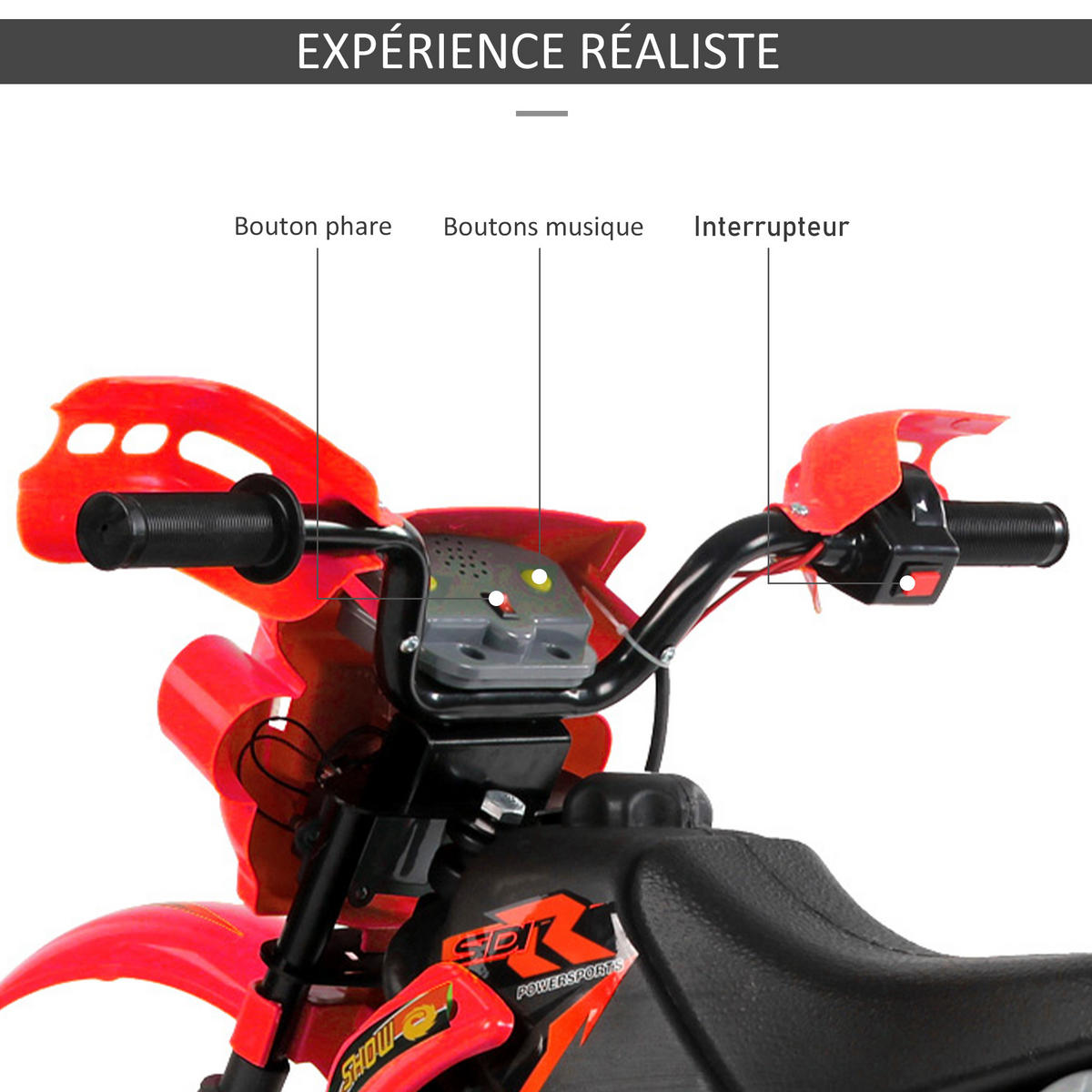 ELEKTRO-MOTORRAD DE-13170 Licht & Sound Rot - Rot, Metall (102/53/66cm) - ComfortXL