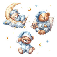 WANDAUFKLEBER 80x137cm - Schlafende Teddybären - Multicolor, Kunststoff (80/137/0.1cm) - Wallfluent