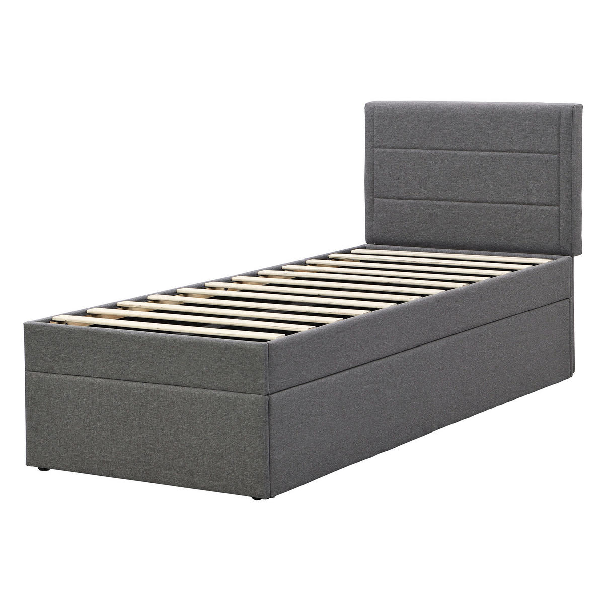 TAPECIRANI krevet 90/200 cm s prostorom za pohranu i metalnom podnicom, Siva - siva, drvni materijal (90/200cm) - Redom