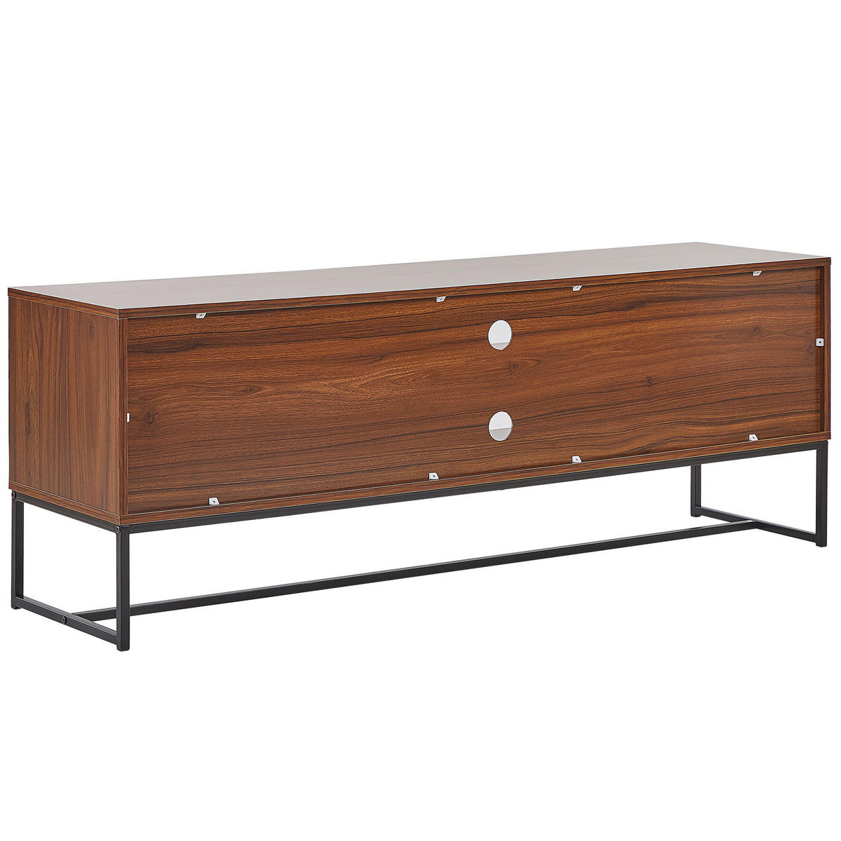 TV-MÖBEL Weiß/Dunkler Holzfarbton/Schwarz Nueva - Dunkelbraun/Schwarz, Holzwerkstoff (150/55/40cm) - Beliani