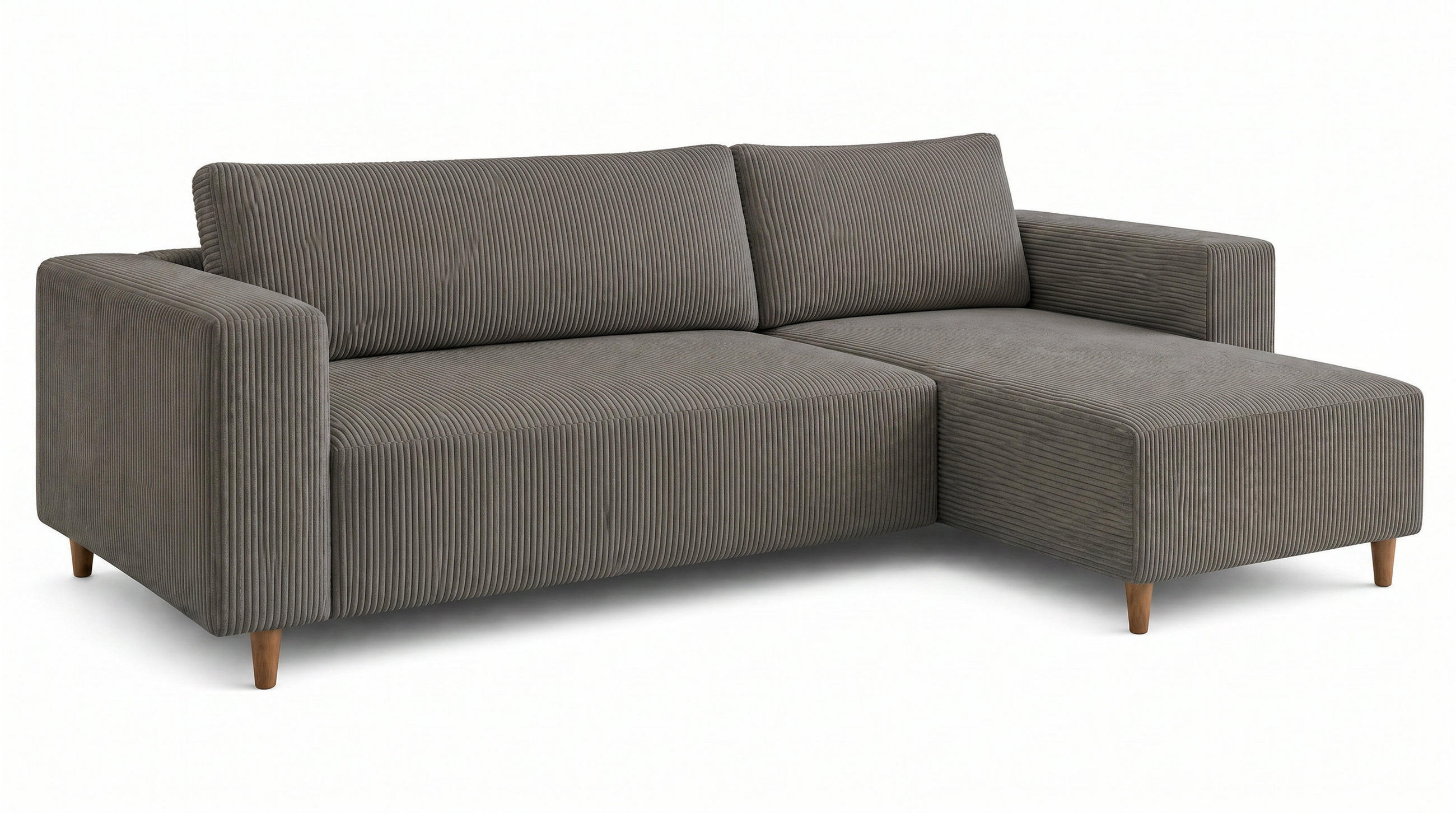 ECKSOFA RIO mit Schlaffunktion und Bettkasten, Farbe: Dunkelgrau, Cordstoff, Ottomane Universal - Dunkelgrau, Textil (249/142cm) - Marpur