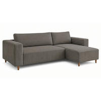 ECKSOFA mit Schlaffunktion und Bettkasten Rio, Ecksofa Cordstoff Dunkelgrau, Ottomane Universal, 249x142 cm - Dunkelgrau, Textil (249/142cm) - Marpur