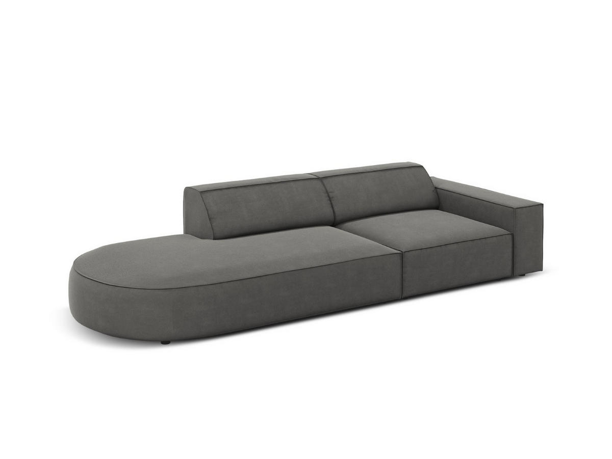 LINKES-SOFA Jodie aus Samt hellgrau 3 Sitzplätze - Hellgrau, Textil (262/70/102cm) - Micadoni