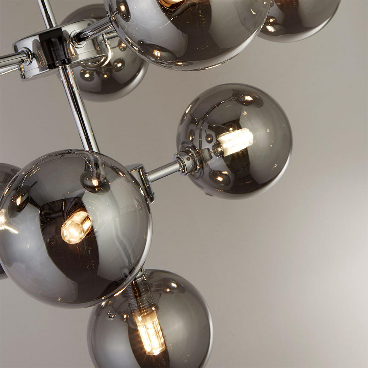 DECKENLEUCHTE Metall Glas Silber Höhenverstellbar - Silberfarben, Glas (40/40/120cm)