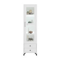 VITRINE Bero mit 1 Tür und 2 Schubladen - Schwarz/Weiß, Holzwerkstoff/Metall (50/190/40cm) - Beautysofa