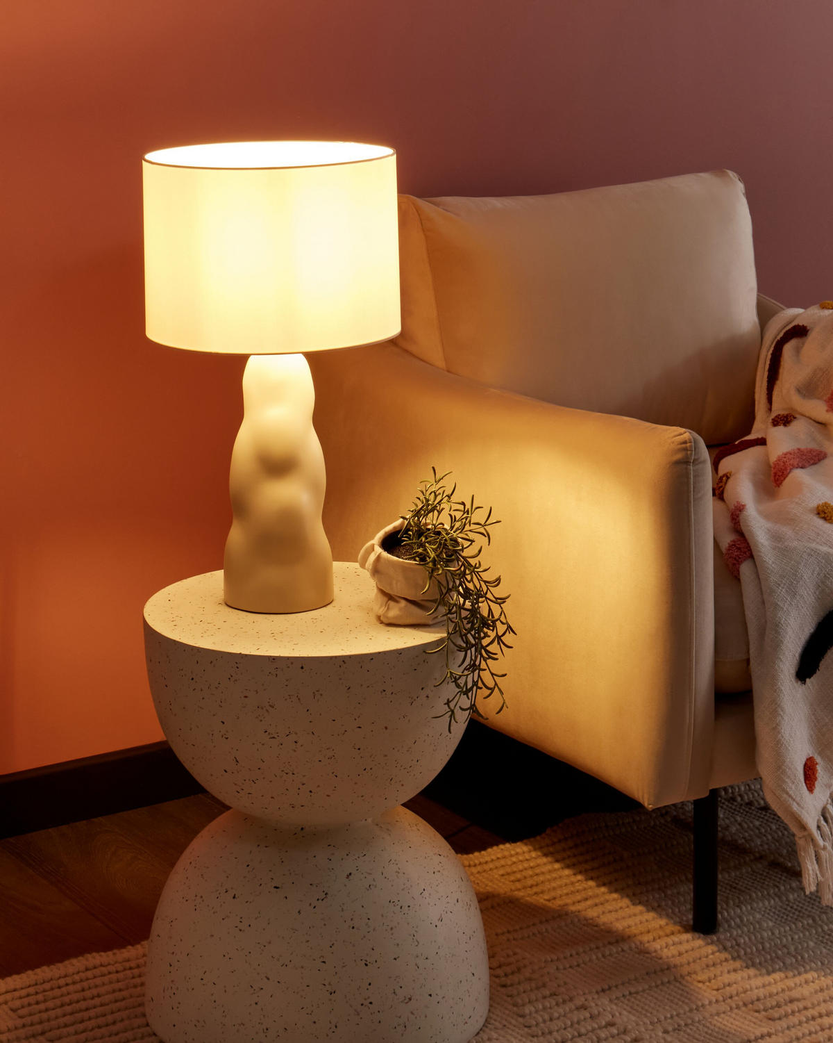TISCHLAMPE Beige Vilar - Beige, Keramik (30/30/51cm) - Beliani