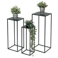 BLUMENHOCKER 3er Set Metall Schwarz Eckig 96315 - Schwarz, Metall (28/70/28cm) - DanDiBo