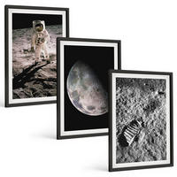 BILDER SET 3er Set - 40x60 cm Schwarzer Rahmen - Astronautenfoto vom Mond - Schwarz, Kunststoff (40/60cm) - TULUP