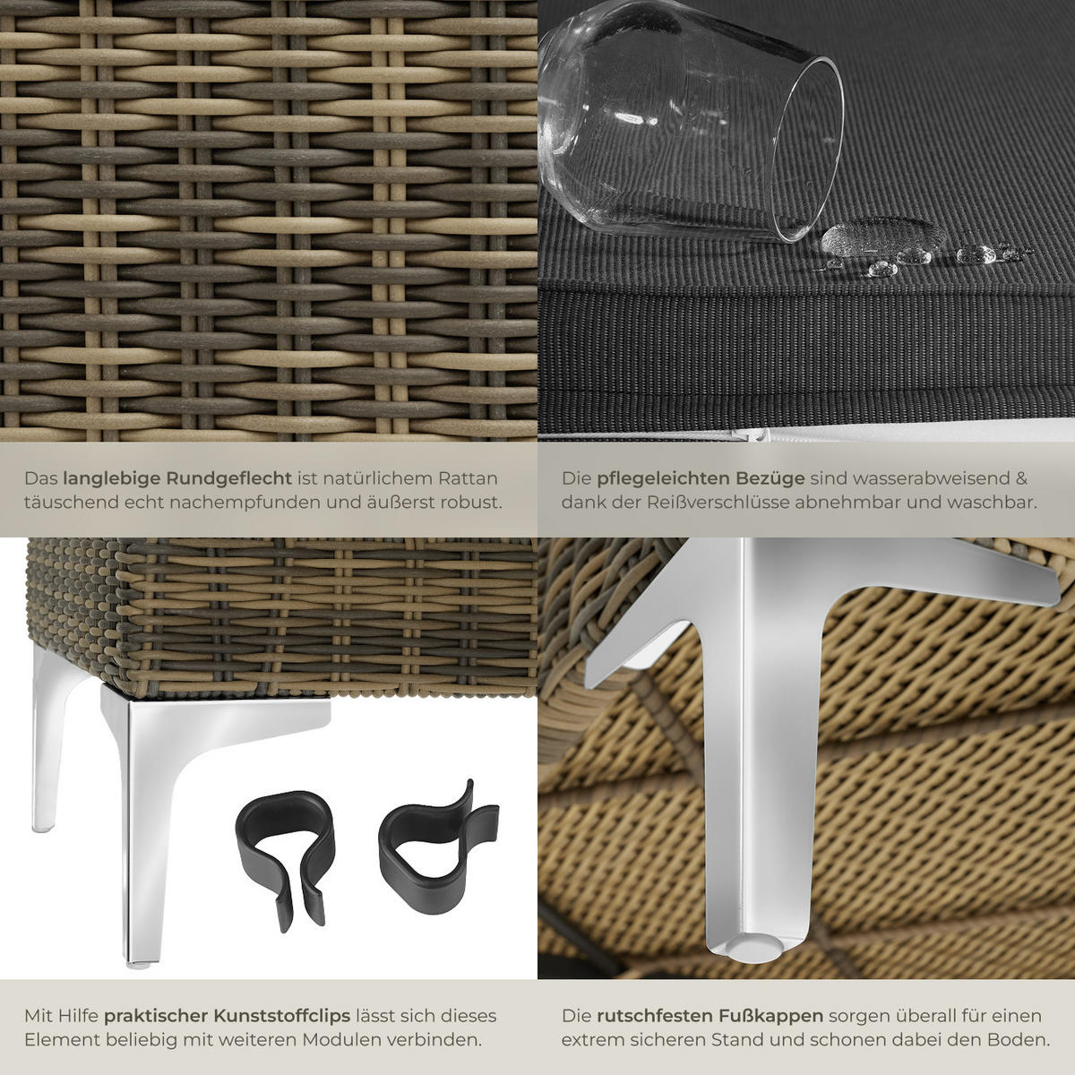 GARTEN-LOUNGE-SET Villanova,69 x 89 x 72 cm,anthrazit-meliert - Anthrazit, Kunststoff - tectake