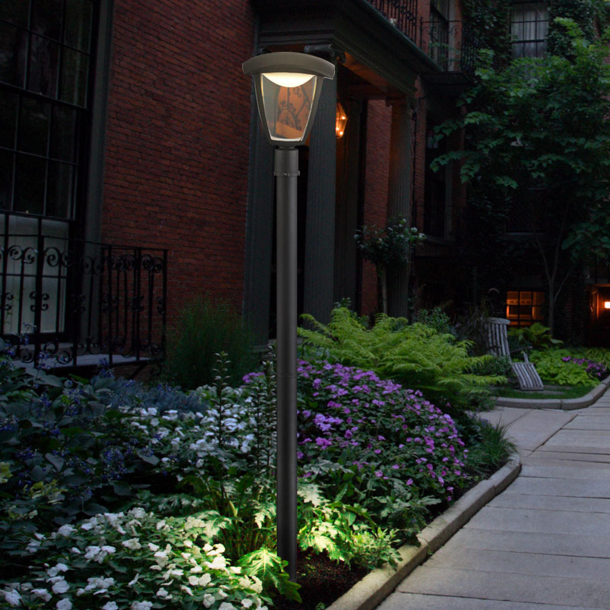 LED AUSSEN STEHLEUCHTE Aluminium Schwarz - Schwarz, Holz (16.5/16.5/110cm) - Globo Lighting