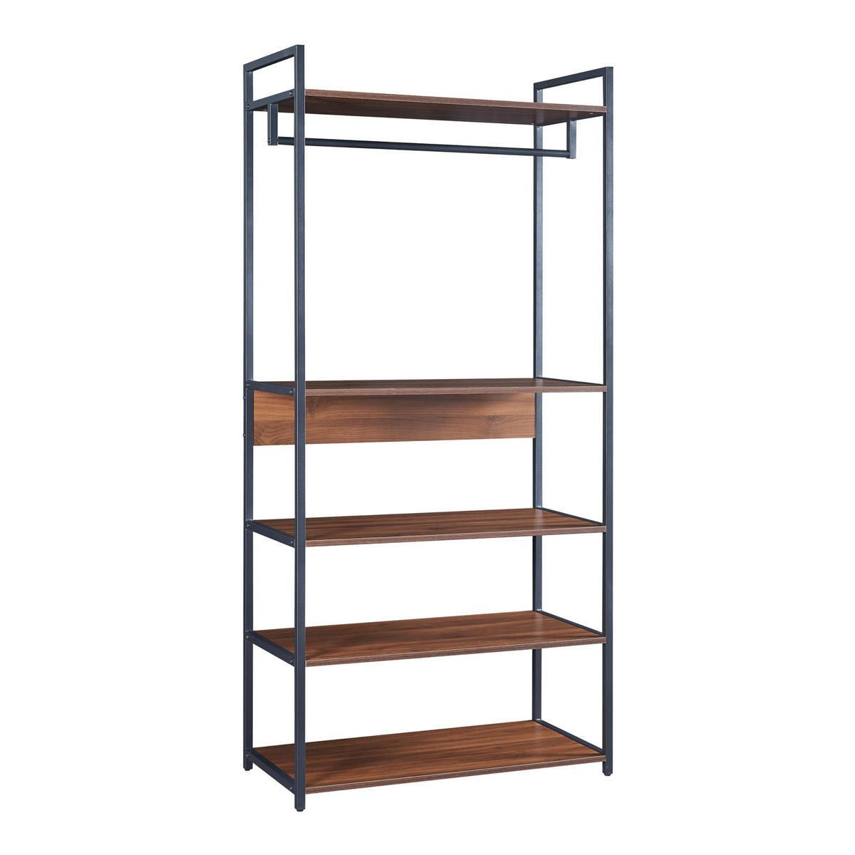 GARDEROBEN-SET 2 TLG. Larem - Walnussfarben/Schwarz, Holzwerkstoff/Metall (168/180/40cm) - [en.casa]