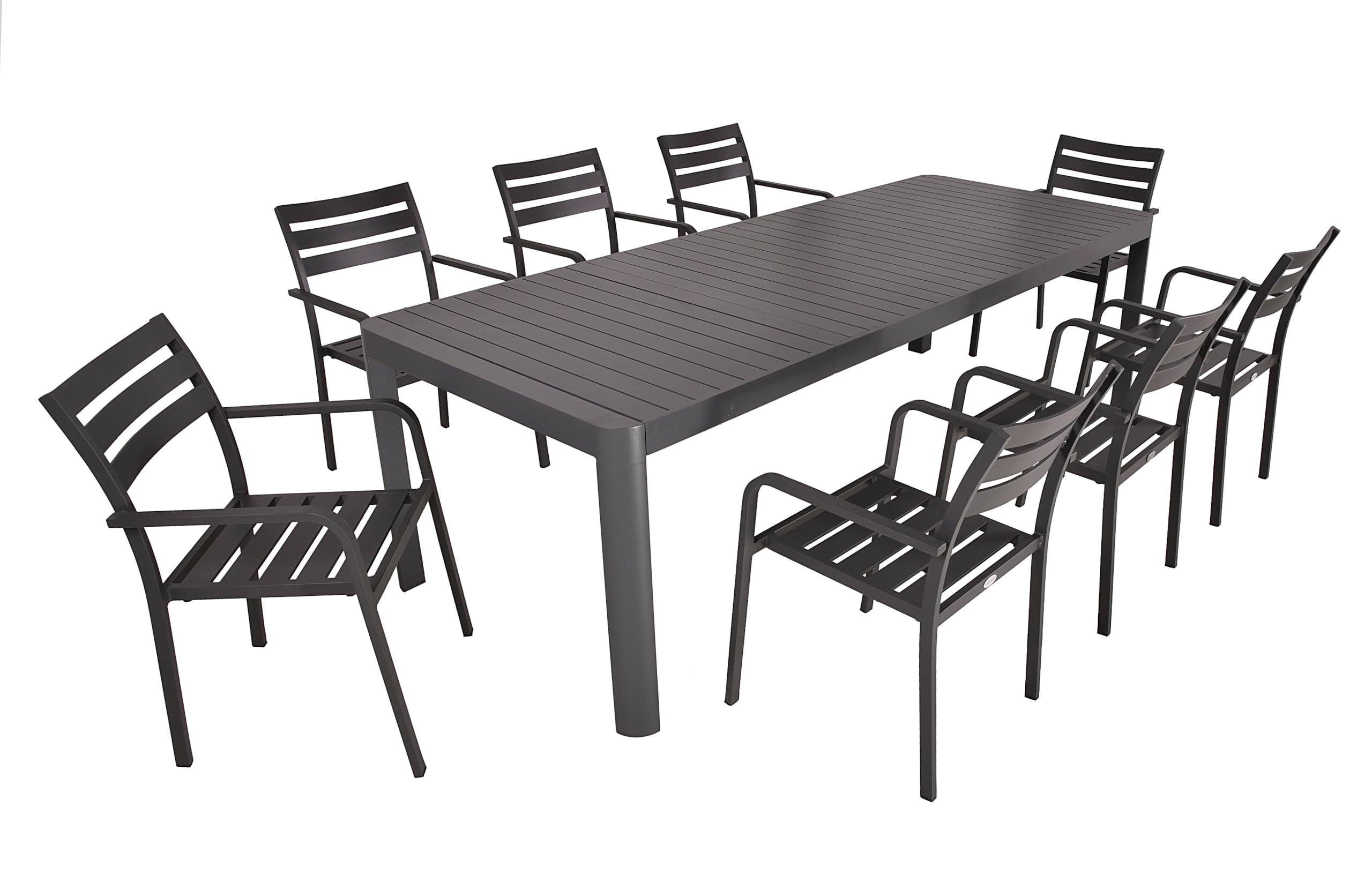 GARTEN-SITZGRUPPE Ella 9-teilig Gartenmöbel-Set - Grau, Kunststoff - DELUKE