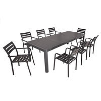 GARTEN-SITZGRUPPE Ella 9-teilig Gartenmöbel-Set - Grau, Kunststoff - DELUKE