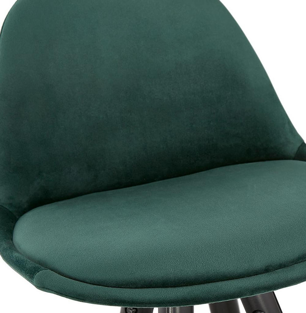 BARHOCKER Samt Holzbeine Sitzhöhe 75cm Eleganter Stil LURALI, Grün 41x41x97 cm - Schwarz/Grün, Buchenholz/Textil (41/97/41cm) - KADIMA DESIGN
