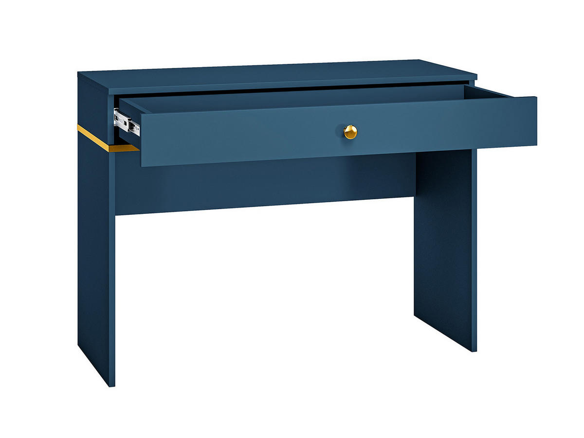SCHMINKTISCH Marine dunkelblau / gold 100 / 40 / 79cm - Blau, Holz/Holzwerkstoff (40/100/79cm) - Feldmann-Wohnen