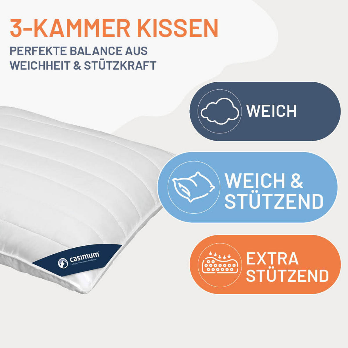 KOPFKISSEN 80x80 cm, waschbar, allergikerfreundlich - Weiß, Textil (80/80cm) - casimum