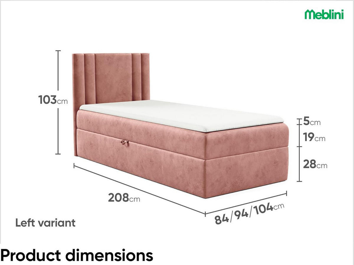 KINDERBETT CARDI - Pink, Holzwerkstoff (84/208cm) - Meblini