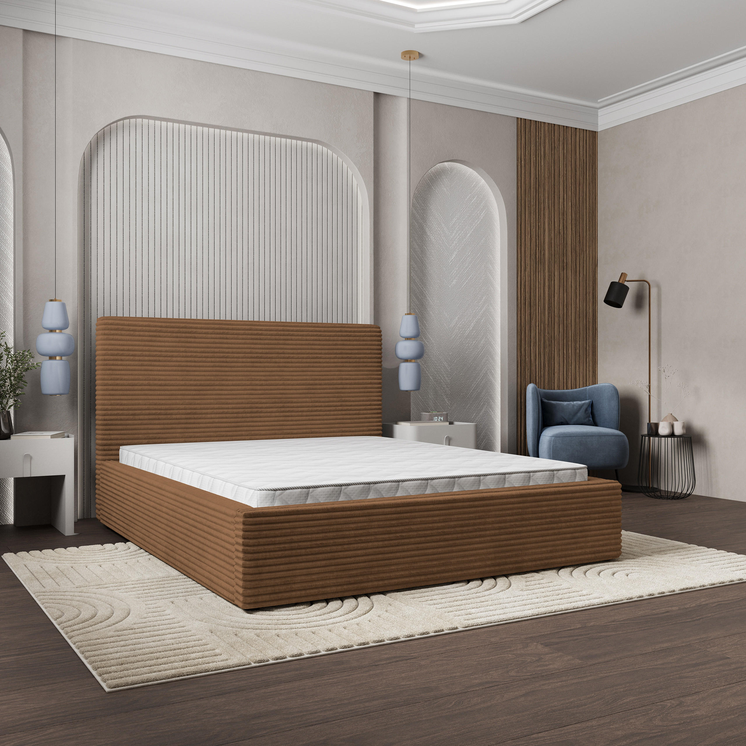 POLSTERBETT MIRETTI 160x200 cm mit Bettkästen - Kupferfarben - Kupferfarben, Holz (160/200cm) - MASSENO