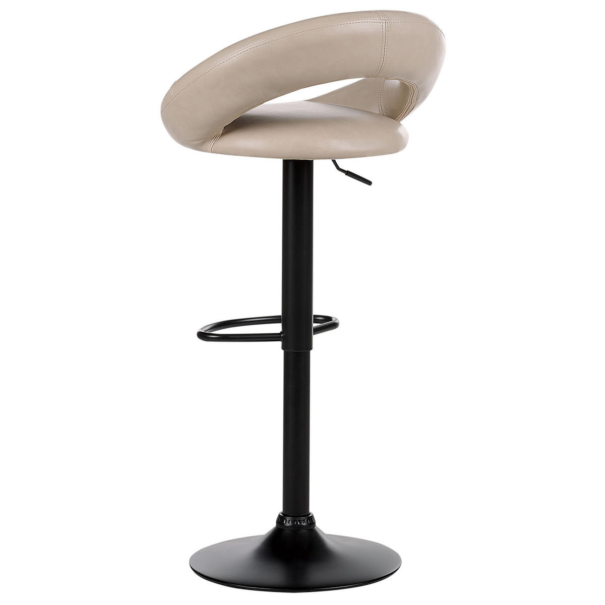 BARHOCKER 2er-Set Kunstleder hellbeige/schwarz höhenverstellbar Peoria - Beige/Schwarz, Kunststoff (53/48cm) - Beliani