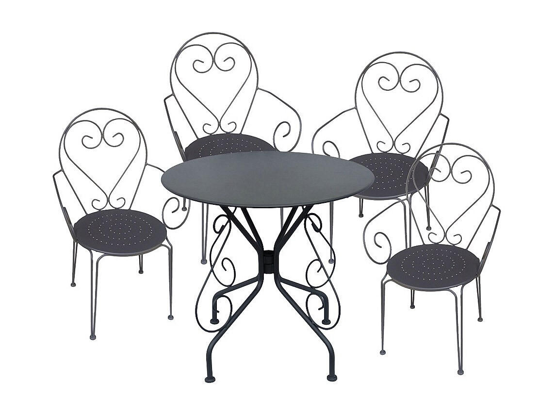 GARTENESSGRUPPE im Set - 4 -Sitzer - Metall - anthrazitgrau - GUERMANTES - Anthrazit, Metall - Vente-Unique