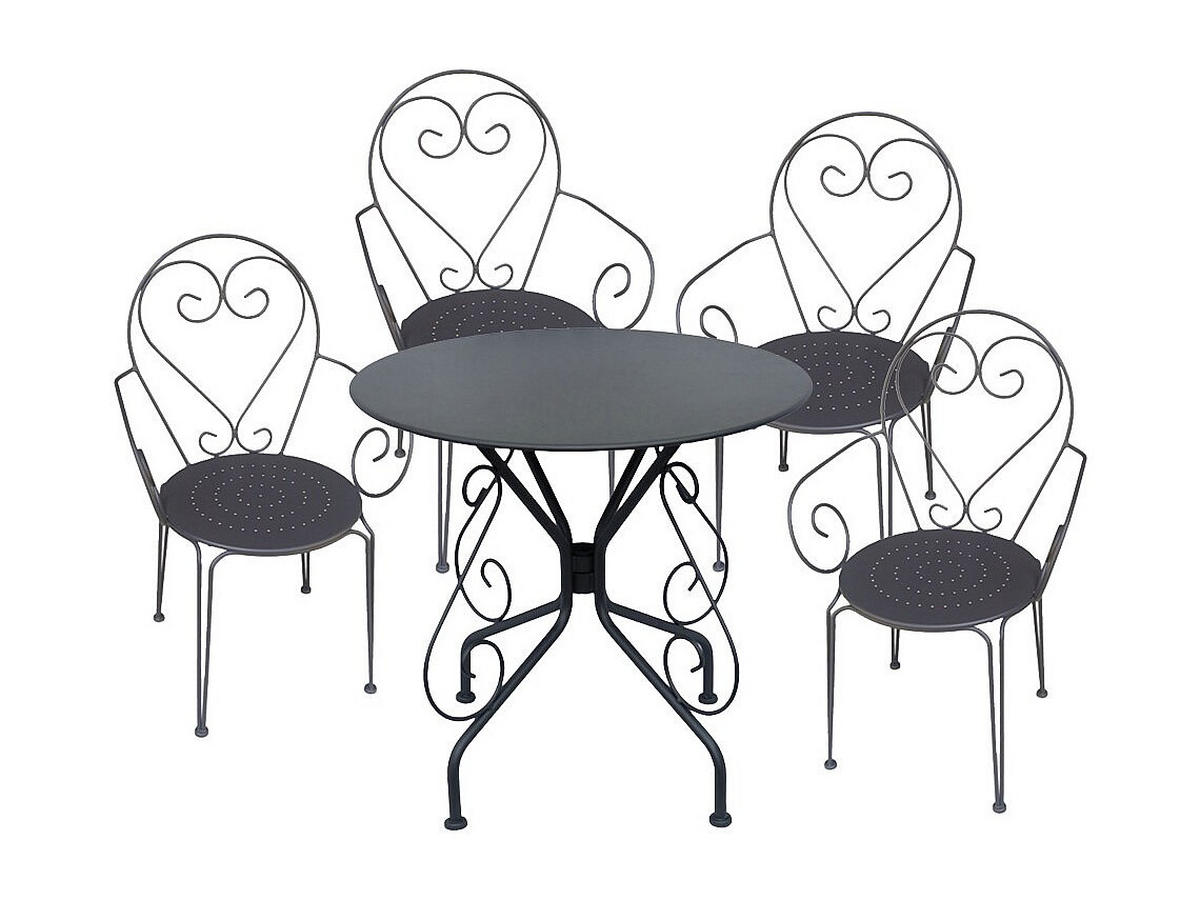 GARTENESSGRUPPE im Set - 4 -Sitzer - Metall - anthrazitgrau - GUERMANTES - Anthrazit, Metall - Vente-Unique