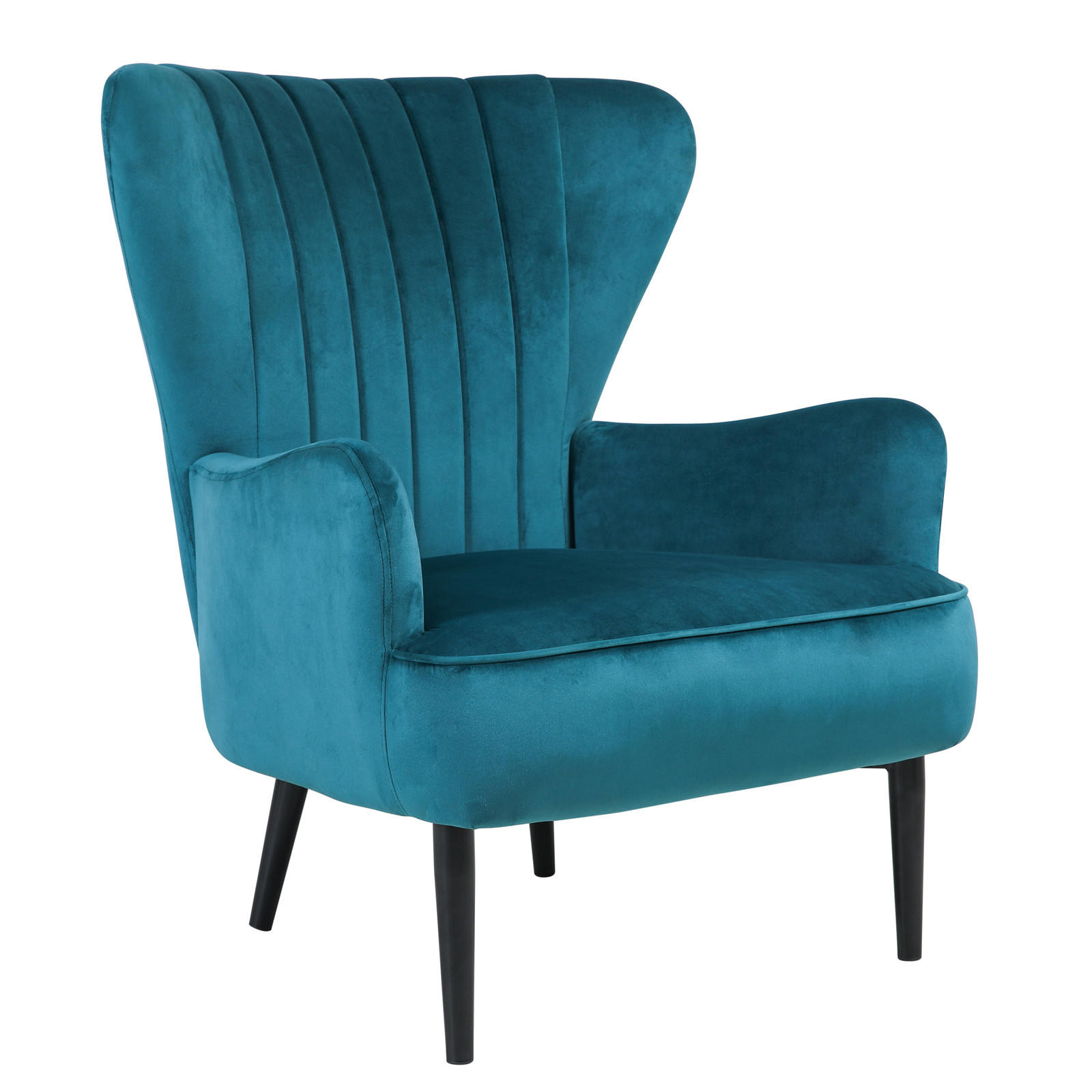 OHRENSESSEL ARTHUR Samt Petrol - Petrol, Textil (76/89/78cm) - SVITA