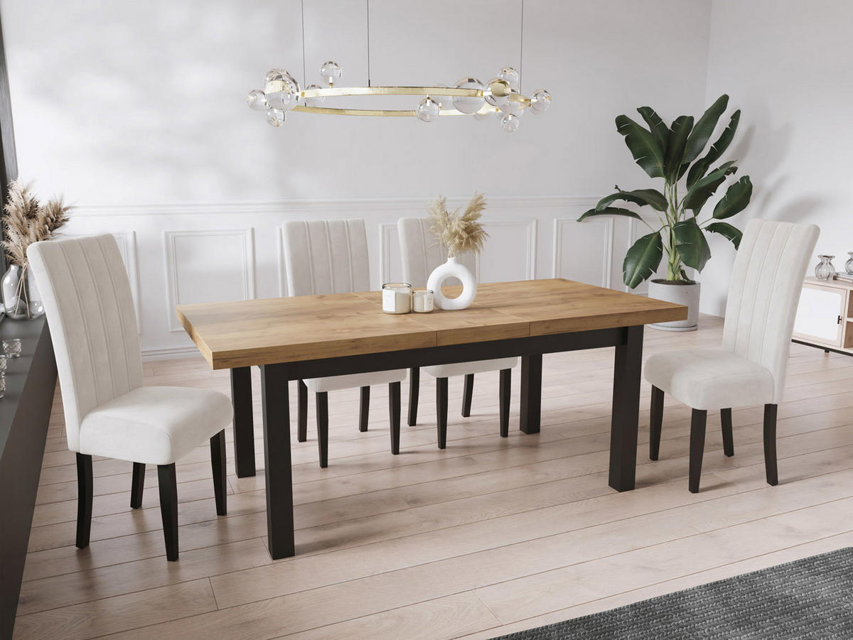 ESSTISCH Gemini rechteckig ausziehbar, Wotan Eiche 200-300/100/78 cm - Eiche Wotan/Schwarz, Holz/Holzwerkstoff (100/300/78cm) - WFL GROUP