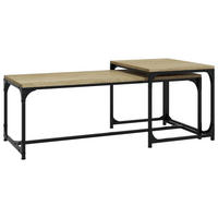 COUCHTISCHE 2 Stk. Sonoma-Eiche Holzwerkstoff - Braun, Holzwerkstoff (100/50/40cm) - furnicato