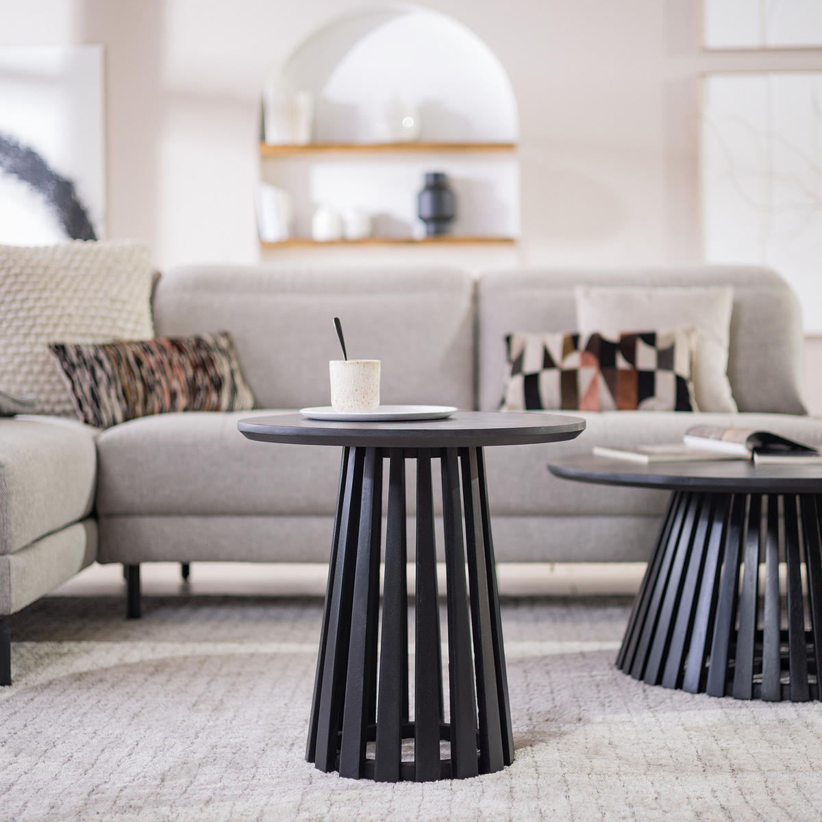 COUCHTISCH - Mango massiv - Schwarz/Braun, Holz (50/50/50cm) - home24