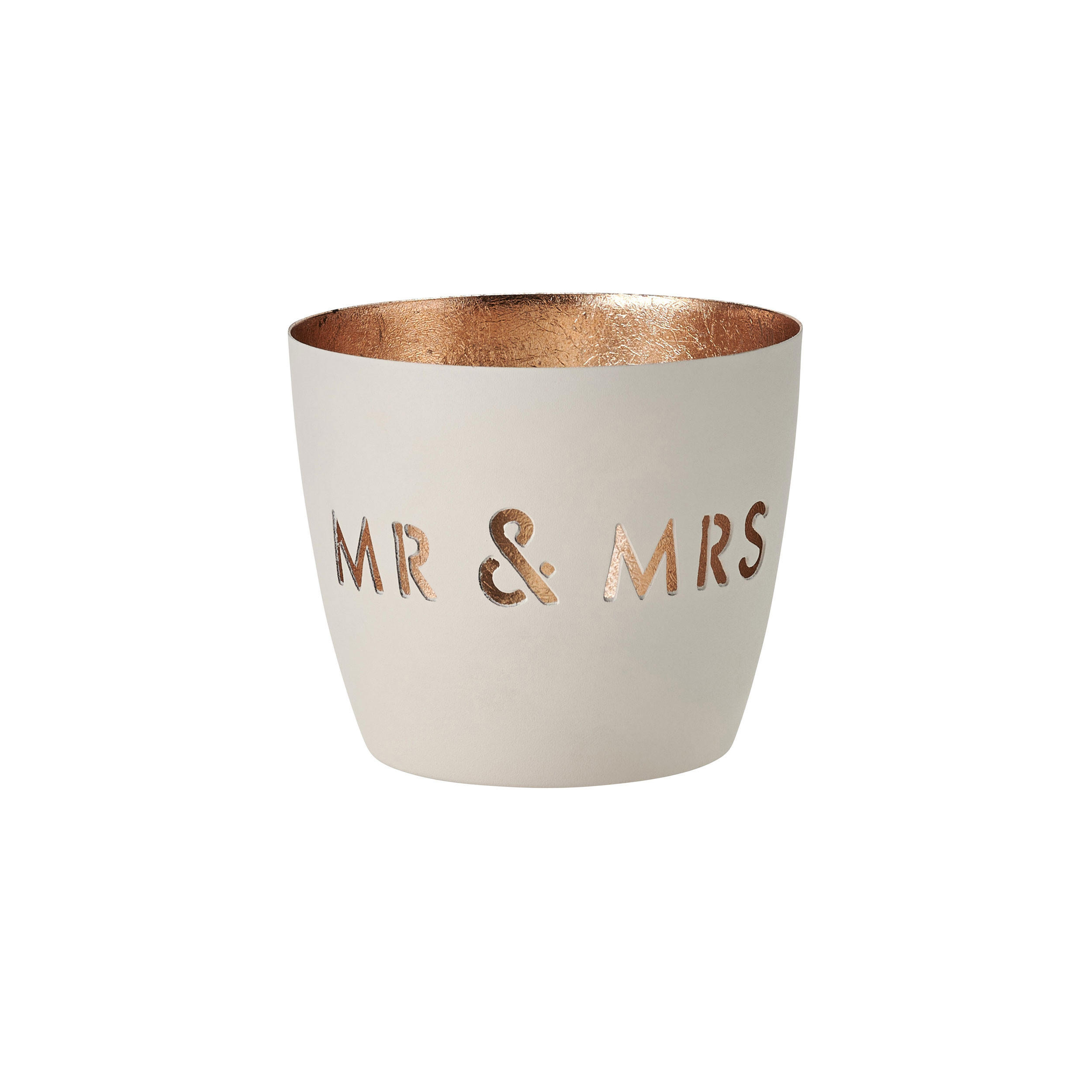 TEELICHTHALTER Madras Mr & Mrs M, Eisen, Weiß, Gold, 8.5 cm - Weiß, Metall (9cm) - Gift Company