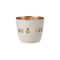 TEELICHTHALTER Madras Mr & Mrs M, Eisen, Weiß, Gold, 8.5 cm - Weiß, Metall (9cm) - Gift Company