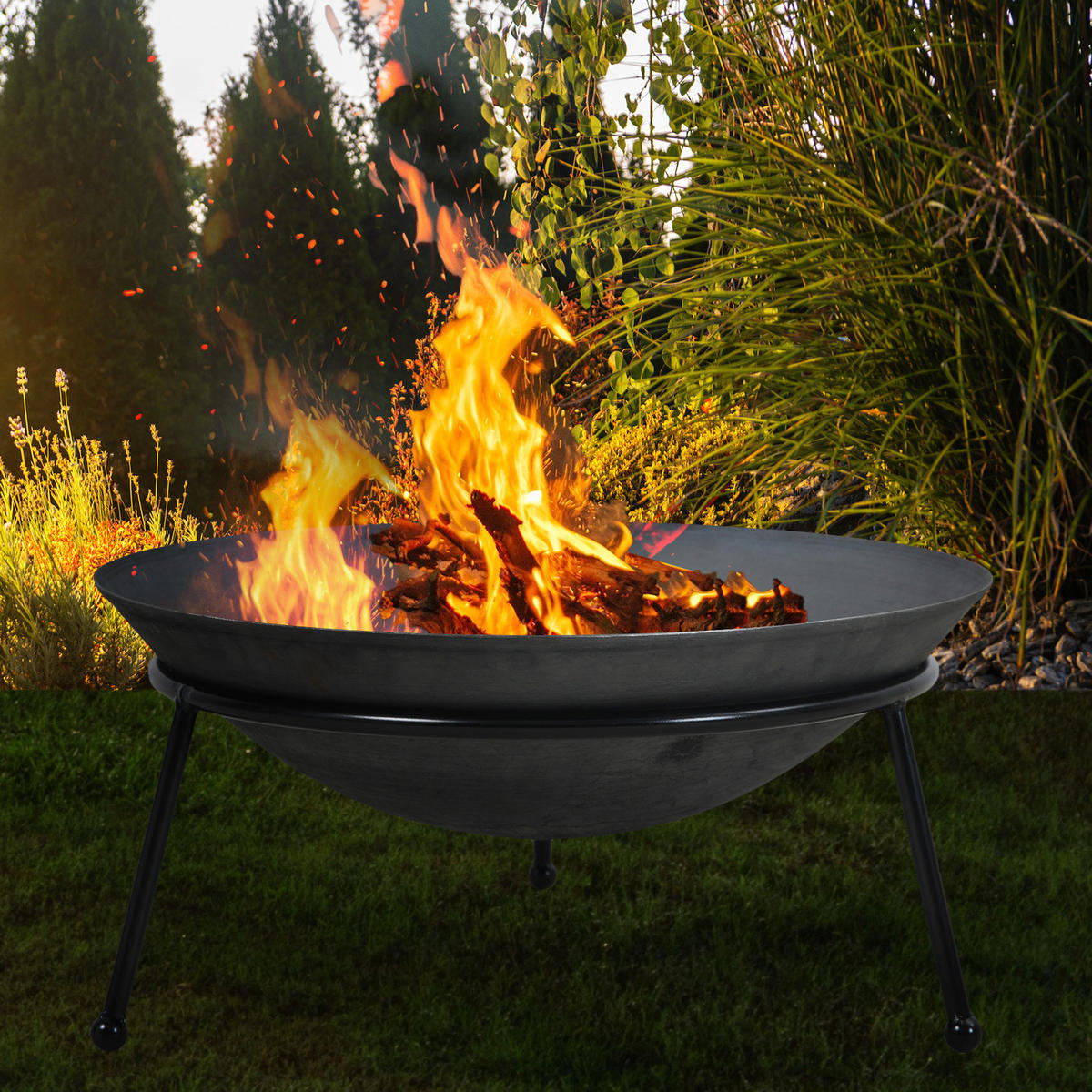 FEUERSCHALE Rund Gusseisen - Schwarz, Metall (60/30/60cm) - TAINO