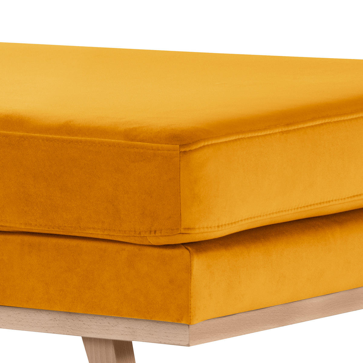 POLSTERHOCKER - Gelb/Buchefarben, Buchenholz/Textil (85/43/60cm) - home24