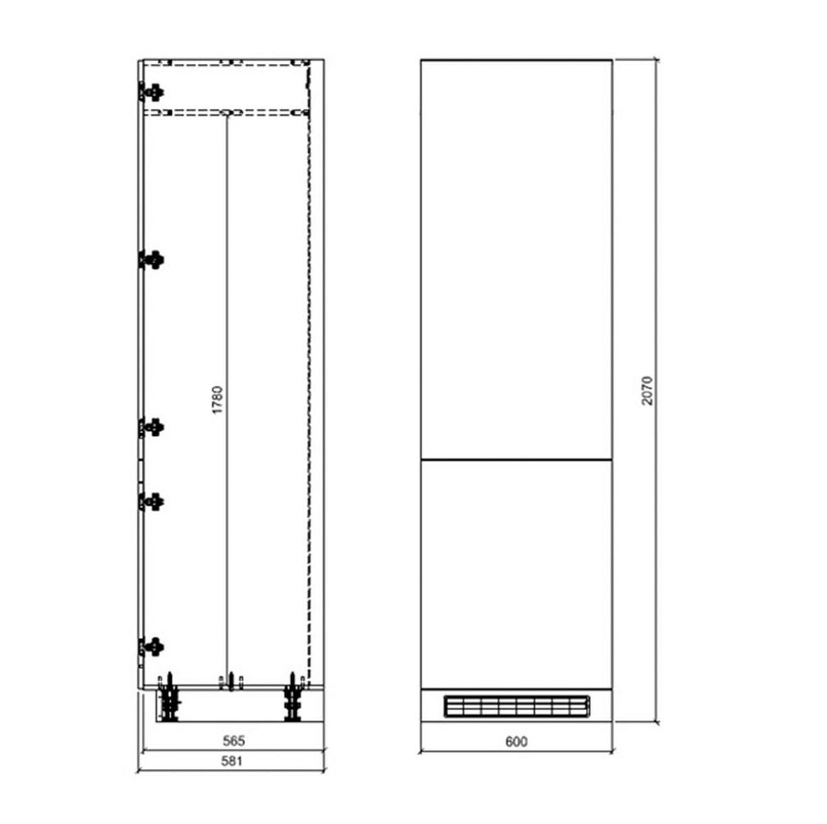 KÜHLSCHRANKUMBAUSCHRANK Quantum weiß 60 / 59 / 207cm - Weiß, Holz/Holzwerkstoff (60/207/59cm) - Feldmann-Wohnen