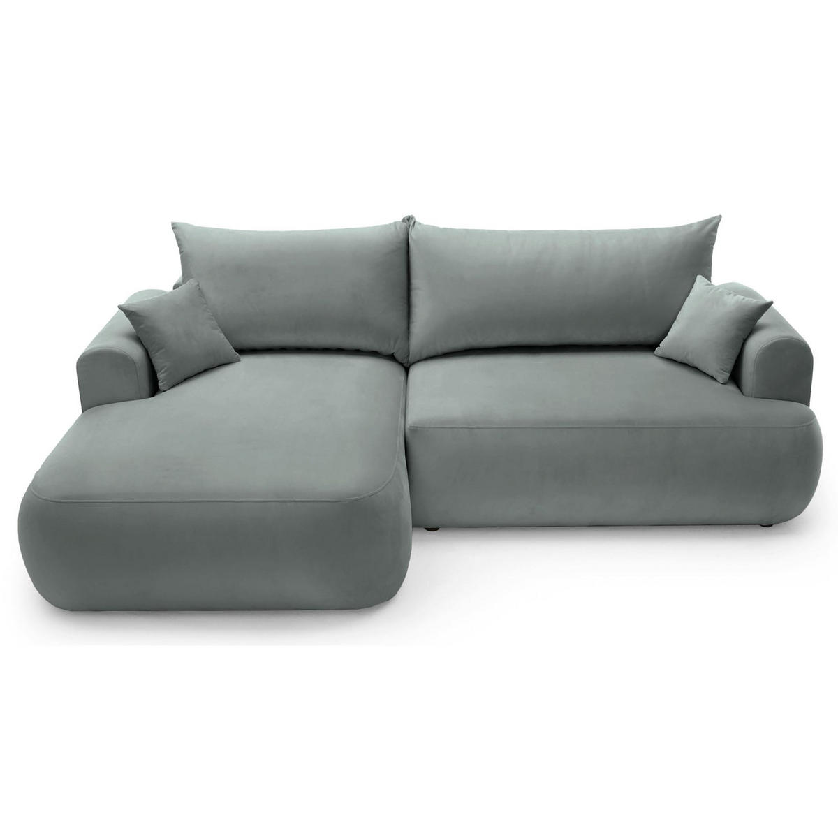 ECKSOFA Ovo Grau mit wasserabweisendem Samtbezug - Schwarz/Grau, Kunststoff/Textil (260/165cm) - Selsey