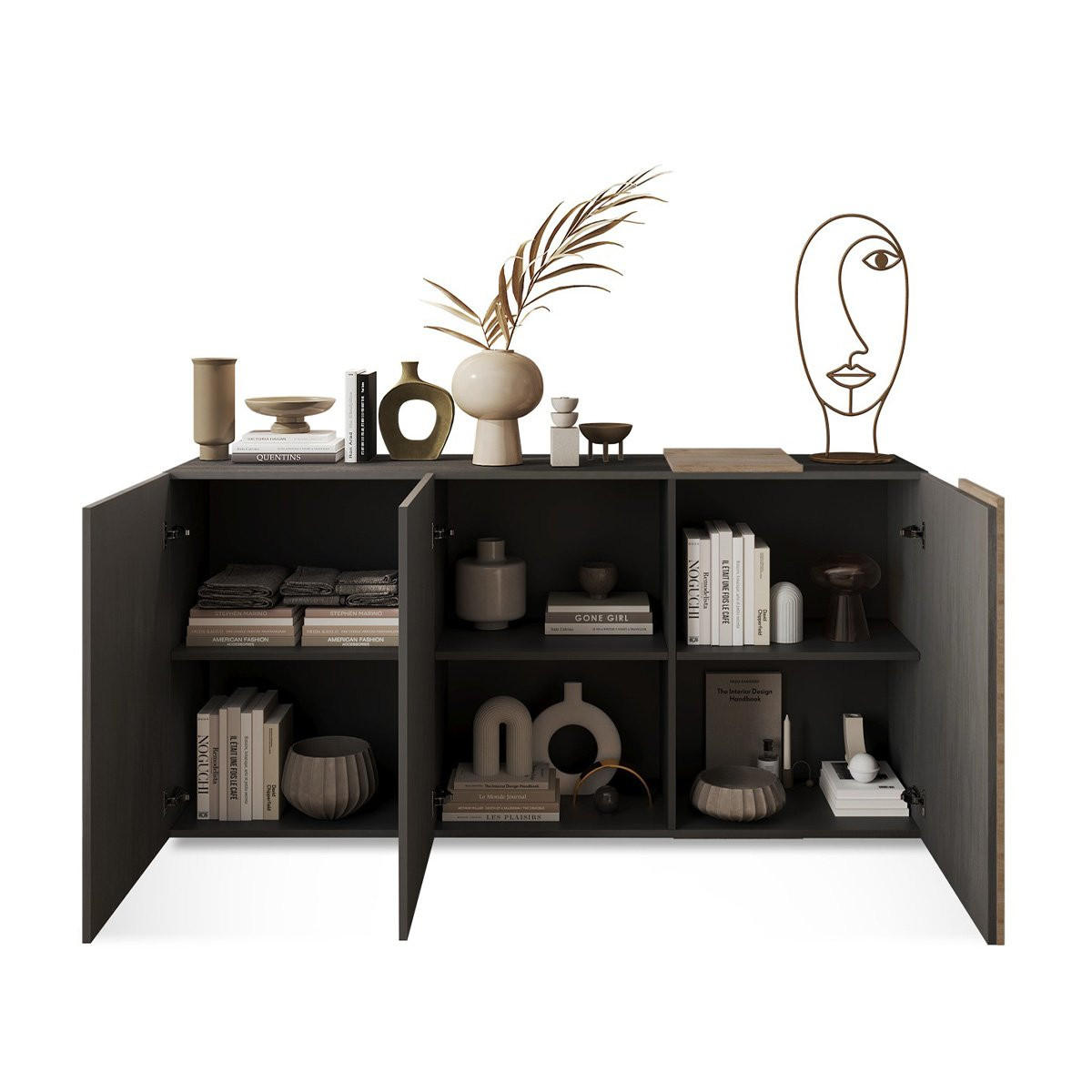 SIDEBOARD 3 Türen Pluton - L181 cm - Apfelbaumfarben, Holzwerkstoff (44/84/181cm) - Calicosy