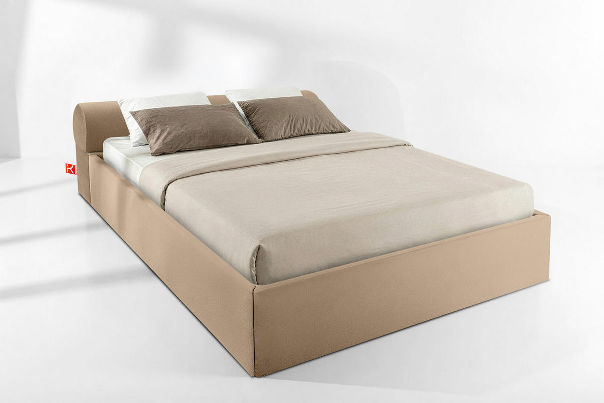 POLSTERBETT LUNEO - Beige/Schwarz, Holz/Holzwerkstoff (182/204cm) - KONSIMO®