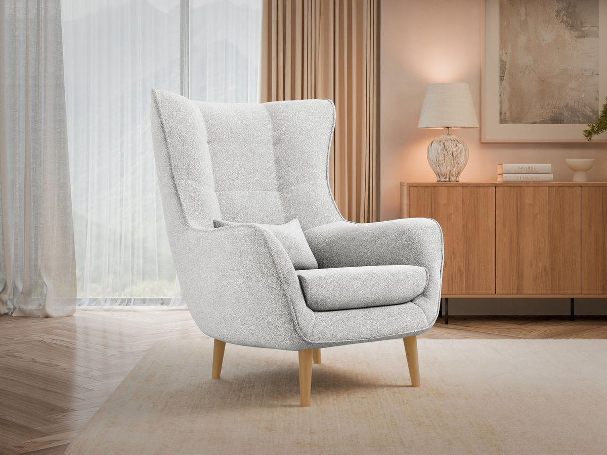 SESSEL Estjano - Beige/Hellgrau, Holz/Textil (80/106/95cm) - MIRJAN24