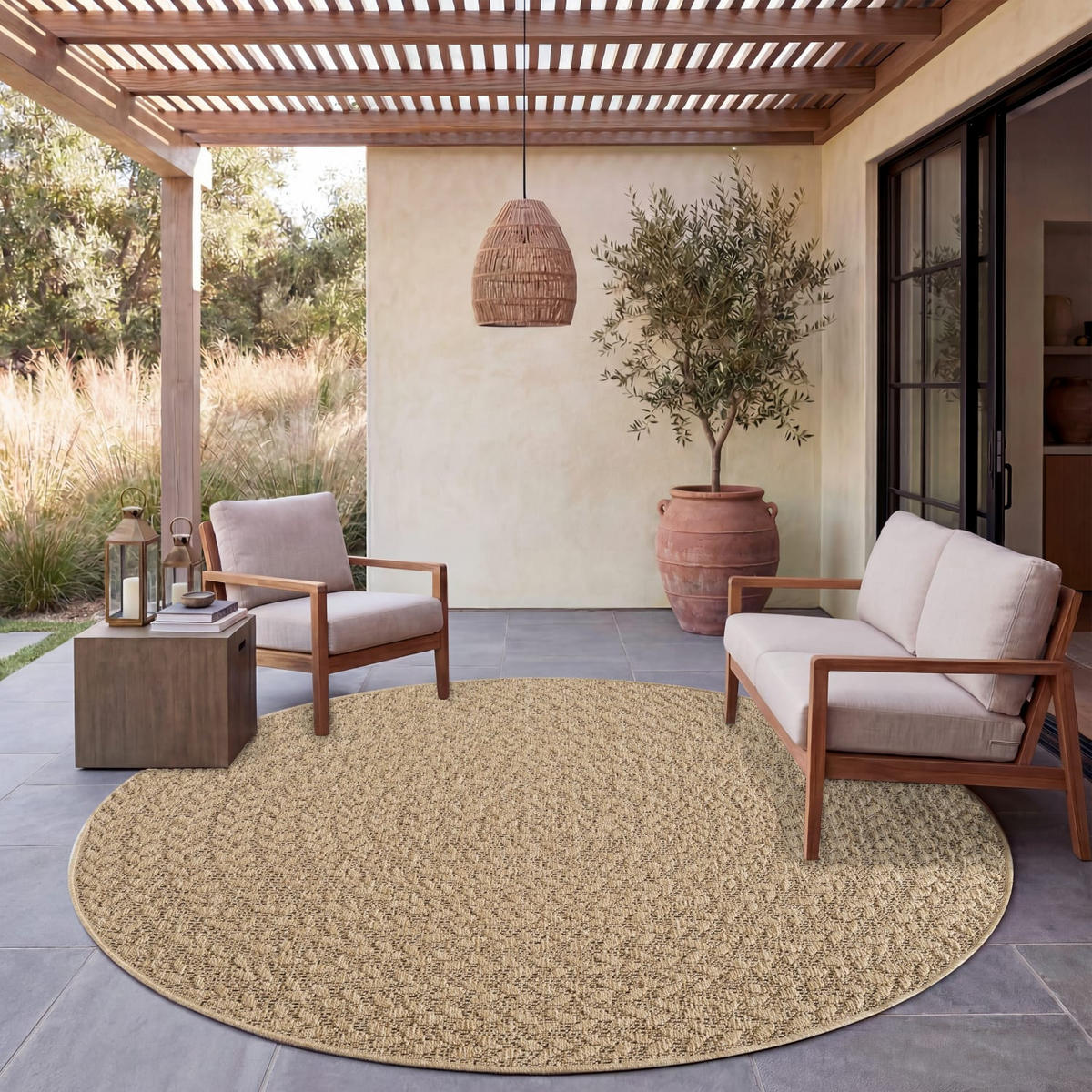 OUTDOORTEPPICH 160/160 cm Waregem 630 - Beige, Kunststoff (160/160cm) - Paco Home