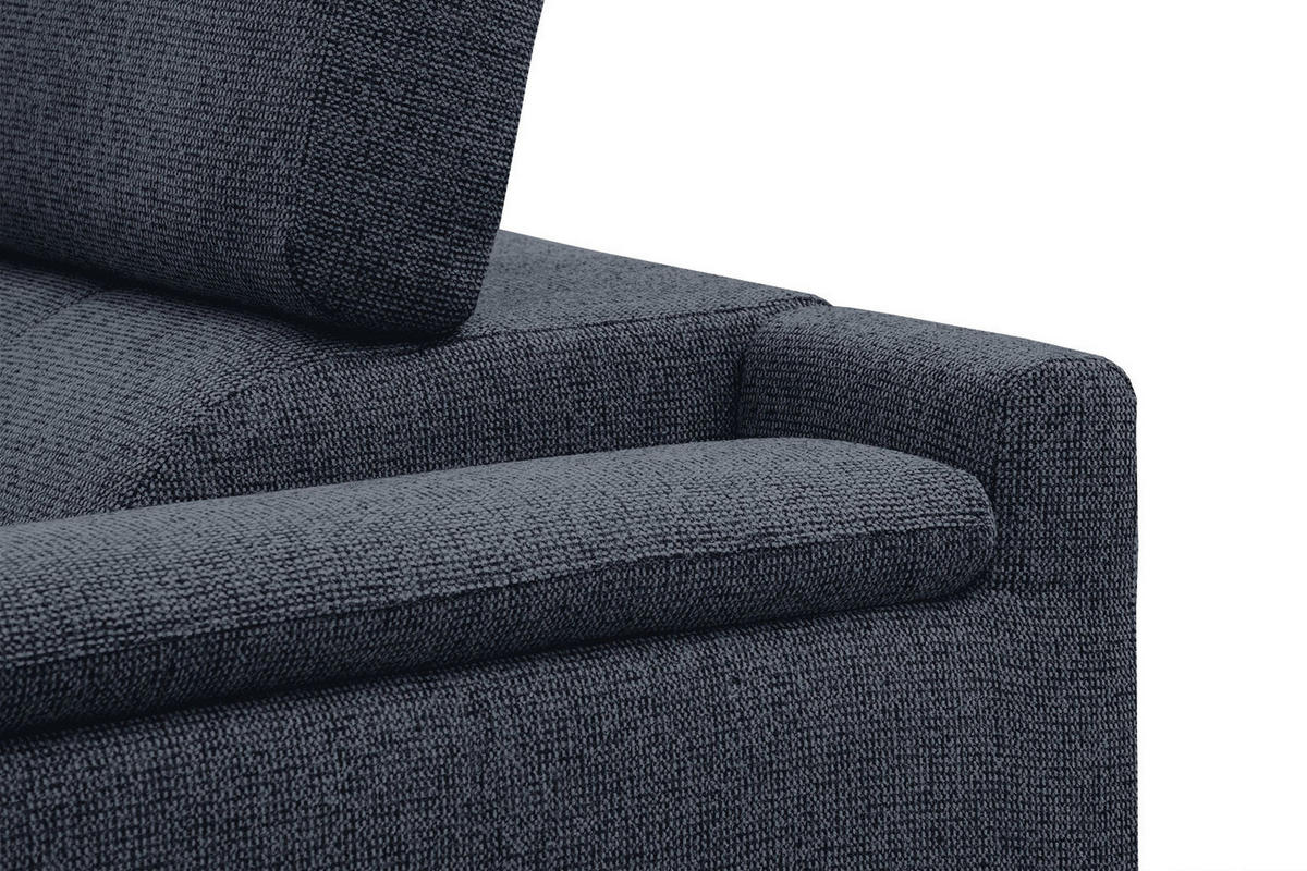 ECKSOFA FIERO 5-Sitzer, dunkelblau - Schwarz/Dunkelblau, Holzwerkstoff/Textil (158/269cm) - Courtois Laville