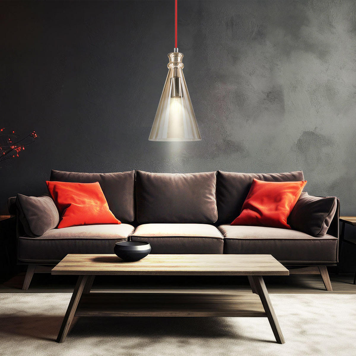 HÄNGELEUCHTE SERENA Braun Glas - Braun, Glas (17/17/130cm)