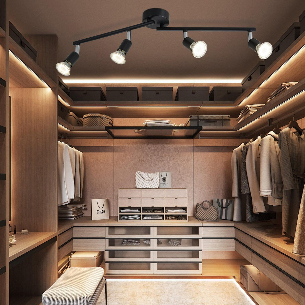 STRAHLER Arnsberg 4-flammig 59.5/8/13 cm - Schwarz, Metall (59.5/8/13cm) - Nettlife