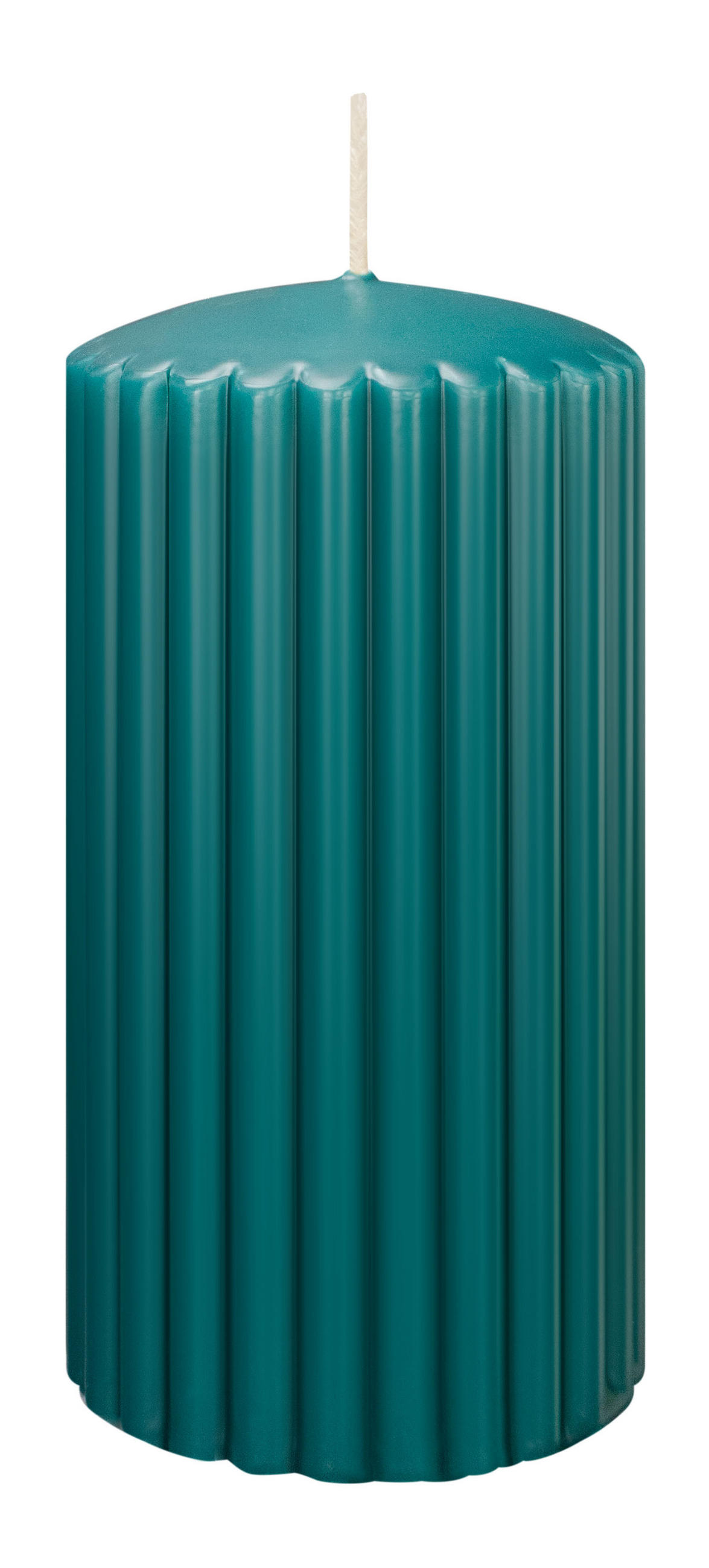 RILLEN KERZEN Seegrün 150 x Ø 80 mm, 4 Stück - Mooreichefarben, Paraffin (8/15/15cm) - Wiedemann Kerzen