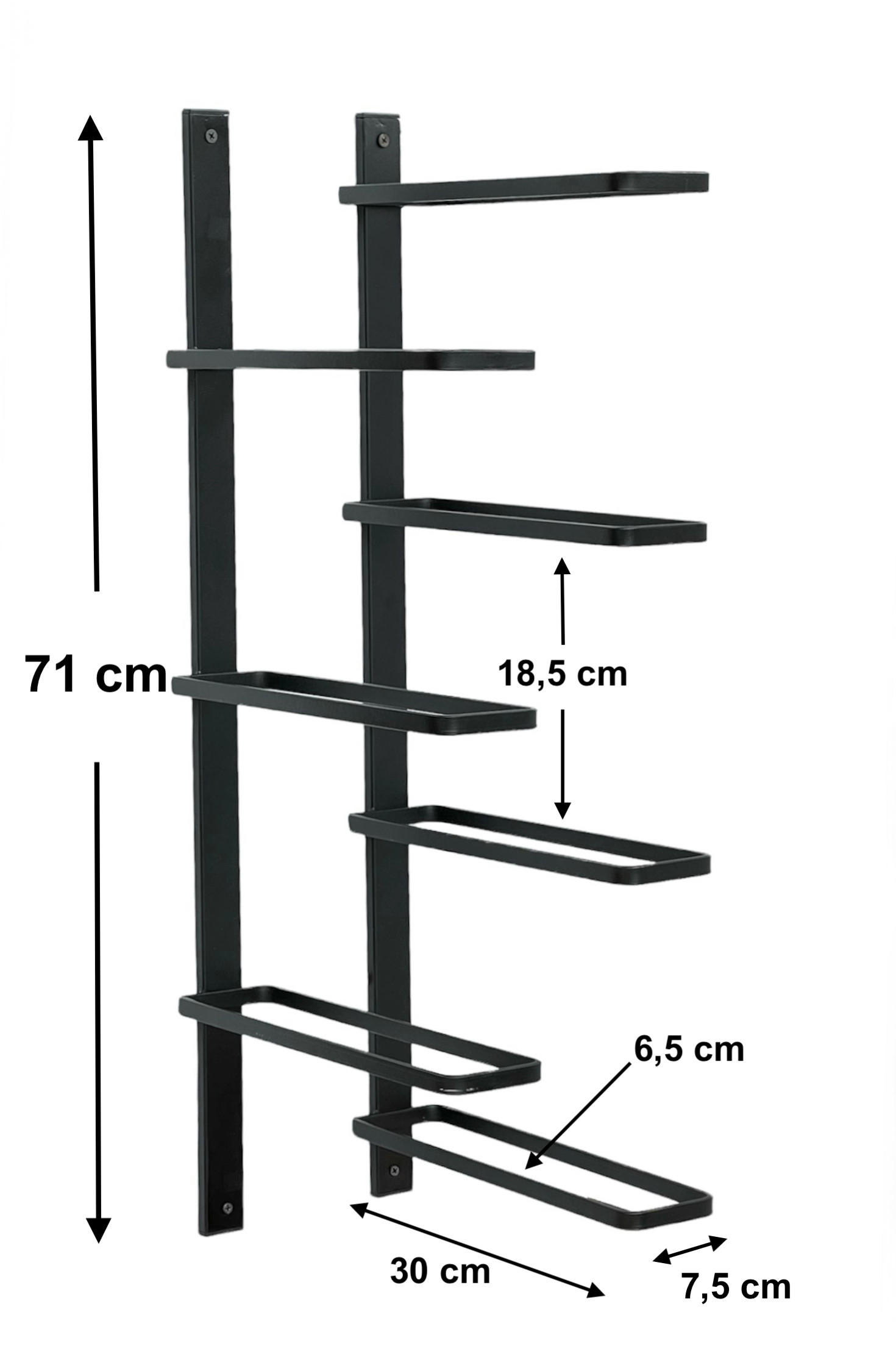 WEINREGAL für 7 Flaschen 2.Teilig Metall Schwarz Wand 96326 - Schwarz, Metall (7.5/71/30cm) - DanDiBo