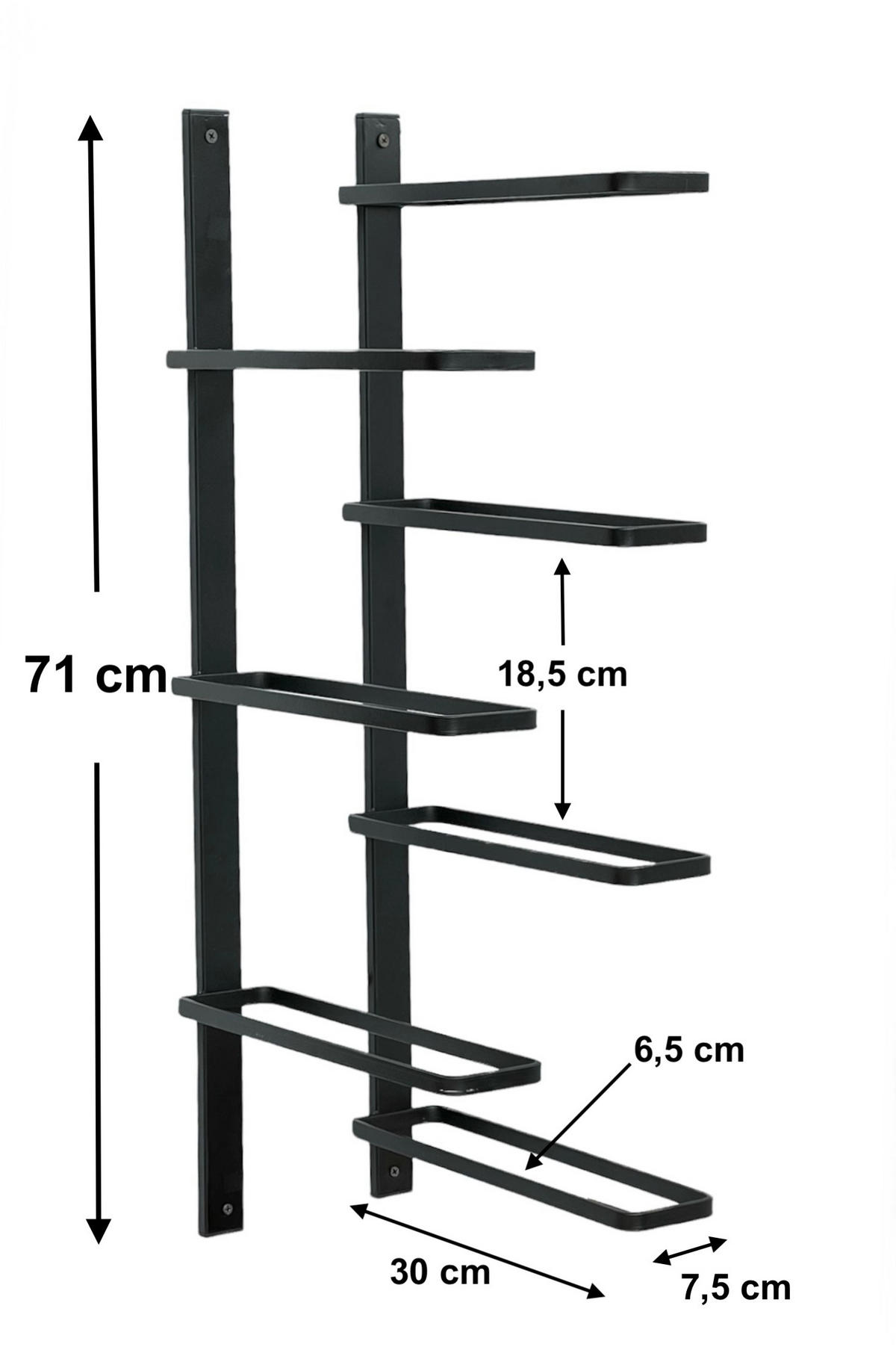 WEINREGAL für 7 Flaschen 2.Teilig Metall Schwarz Wand 96326 - Schwarz, Metall (7.5/71/30cm) - DanDiBo