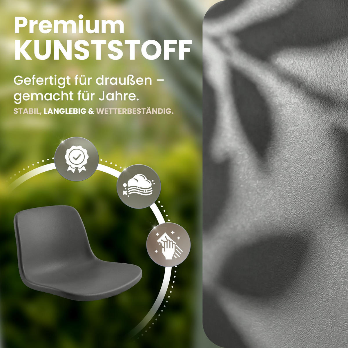 GARTENSITZGRUPPE 4 Kunststoff Dunkelgrau - Dunkelgrau, Kunststoff - CLP