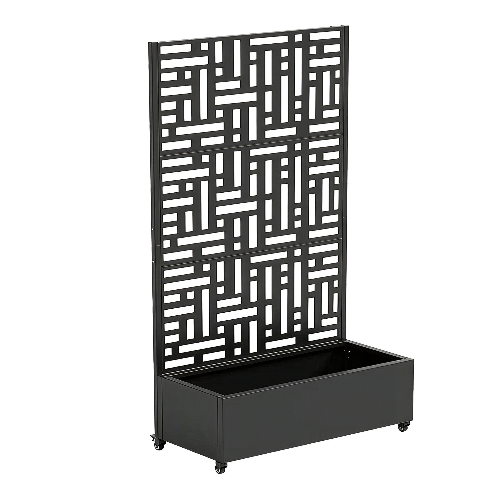 BLUMENKASTEN mit Trennwand Bernalda - Schwarz, Metall (120/186/40cm) - casa.pro