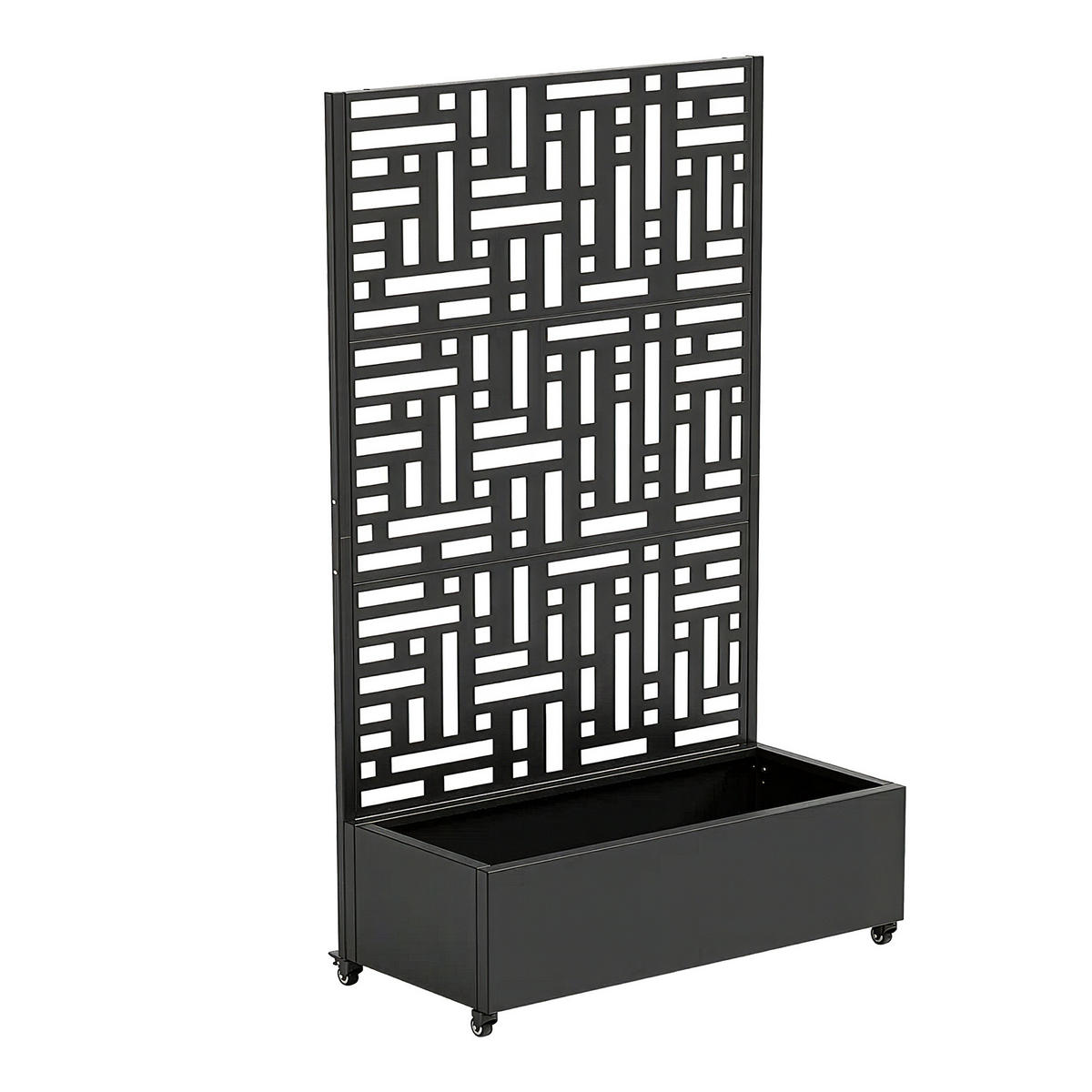 BLUMENKASTEN mit Trennwand Bernalda - Schwarz, Metall (120/186/40cm) - casa.pro