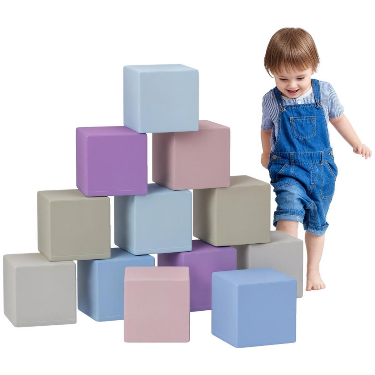 KONSTRUKTIONSSPIELZEUG Bausteine für 1–3 Jahre - Multicolor, Leder (20/20/20cm) - Korfee